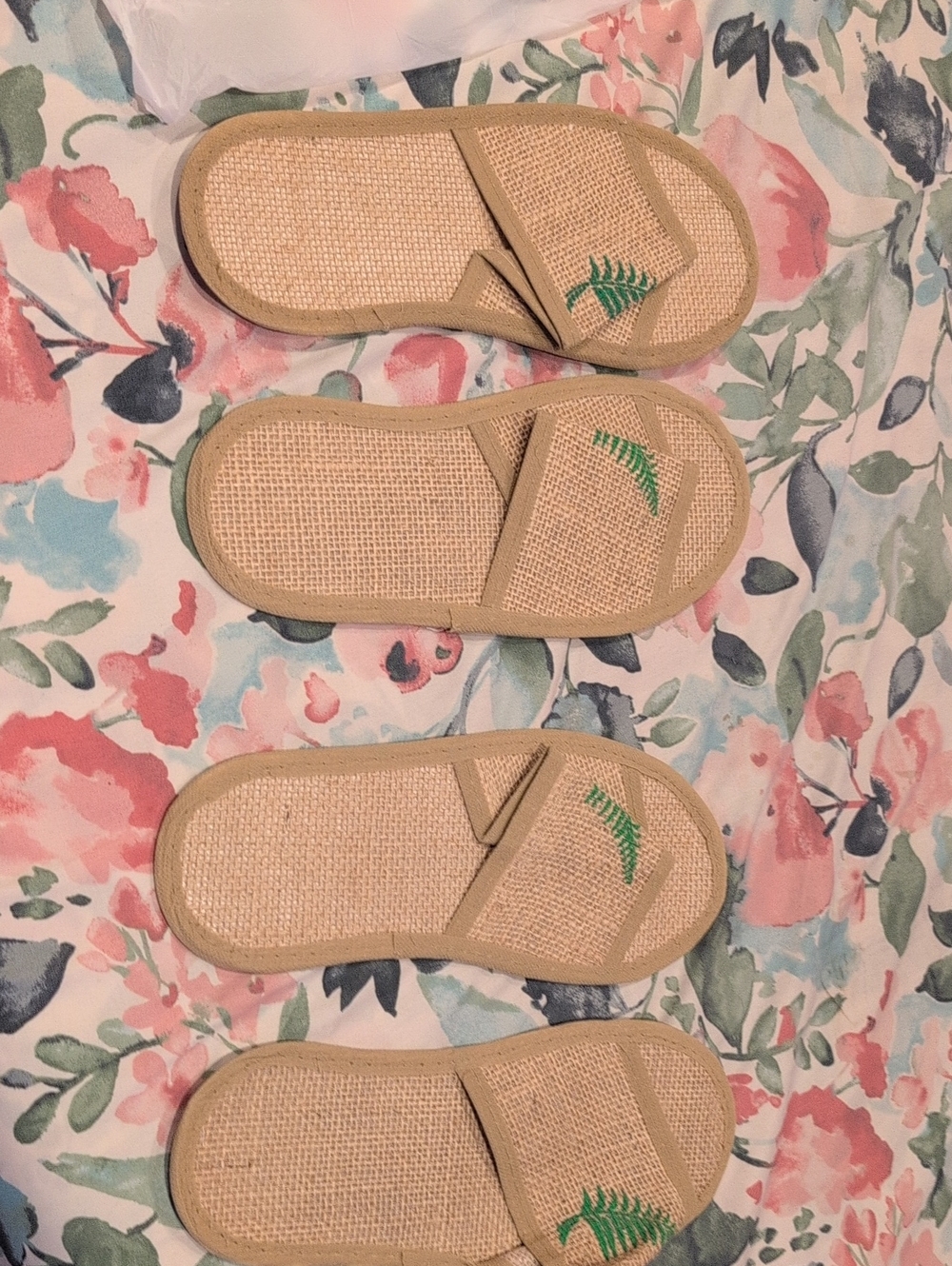 Beige Jute Slide Sandals with Green Accent - Women